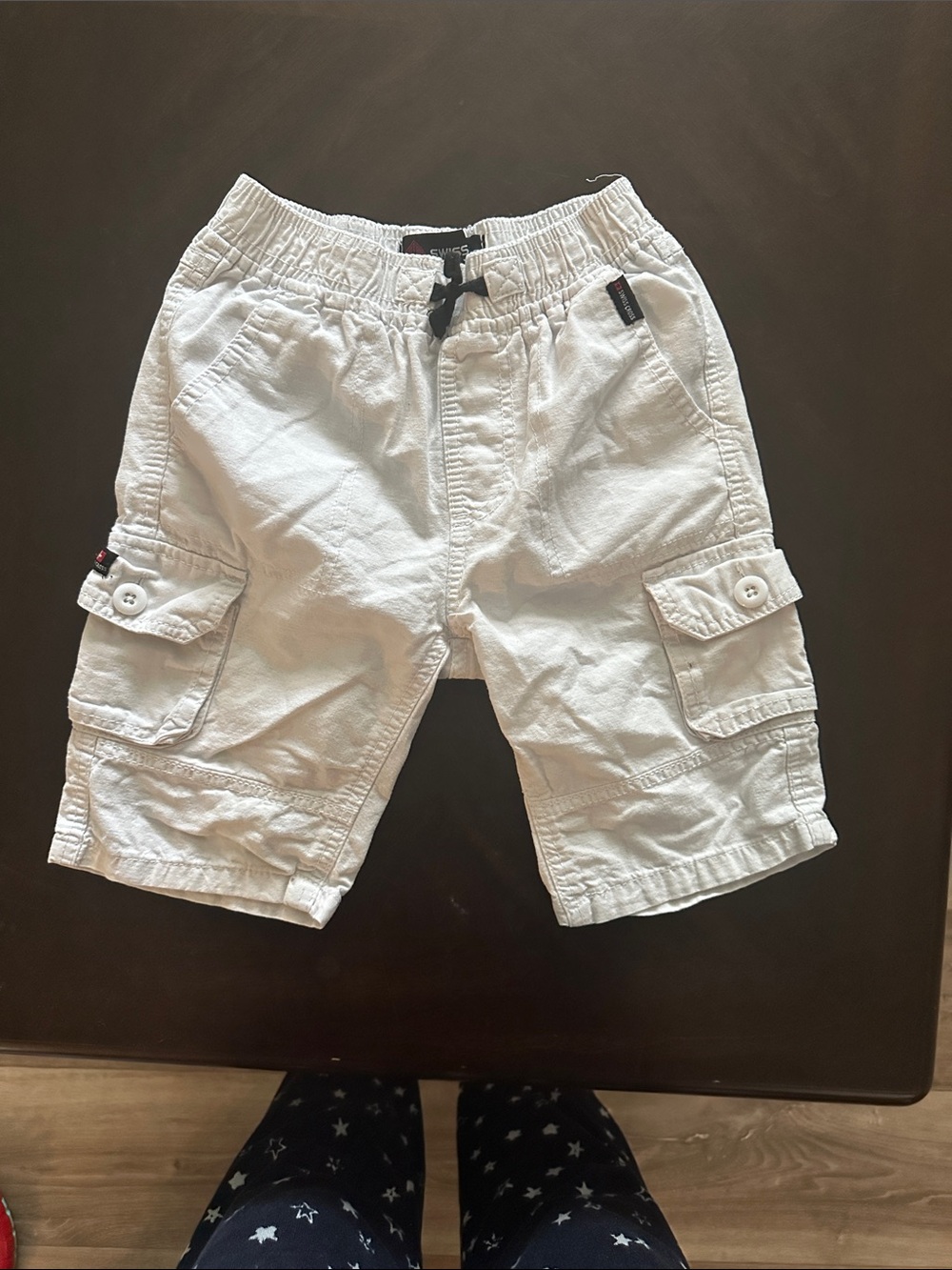 Boys Swiss Cross White Cargo Shorts Breathable Fabric